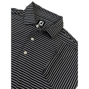 FootJoy Golf Polo Shirt Mens L Black White Quick Dry StretchAthletic Athleisure